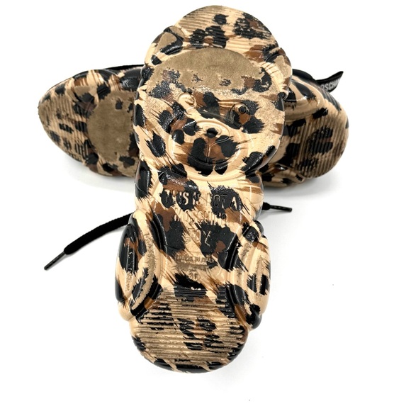 Moschino Leopard Sneakers Trainers Foam Teddy Shoes Genuine Leather Animal Print